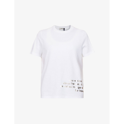 's Max Mara S Max Mara Womens Optical White Aris Text-print Cotton-jersey T-shirt