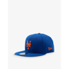 NEW ERA NEW ERA MENS BLUE 59FIFTY NEW YORK METS BRAND-EMBROIDERED COTTON-TWILL CAP,69082345