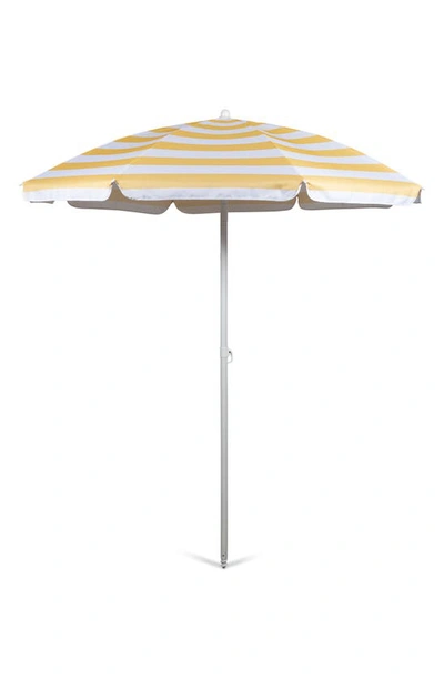 Picnic Time Yellow Cabana Stripe Portable Beach Umbrella