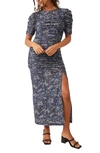 Free People Briella Ruched Dress In Navy Combo