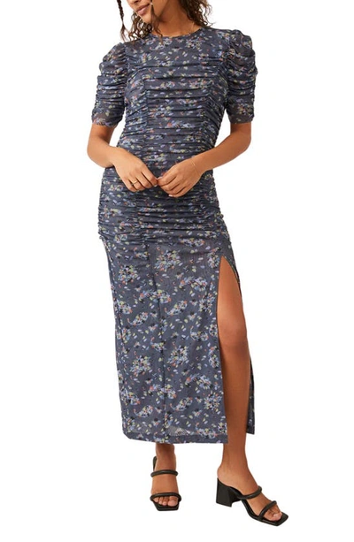 Free People Briella Ruched Dress In Navy Combo