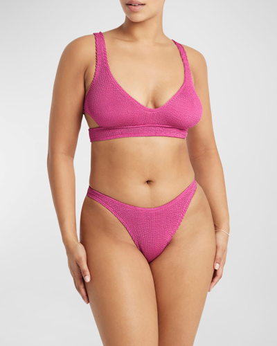 Bond-eye Swim Nino Crop Cutout Bikini Top In Fuchsia Shimmer