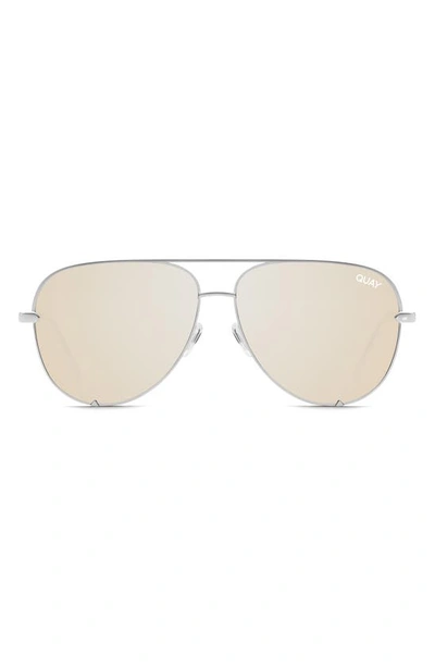 Quay High Key 62mm Aviator Glasses In Silver / Gold