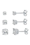 Savvy Cie Jewels Sterling Stud Set In Clear- Silver