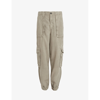 Allsaints Womens Washed Olive G Frieda Tapered-leg High-rise Woven Cargo Trousers In Washed Olive G
