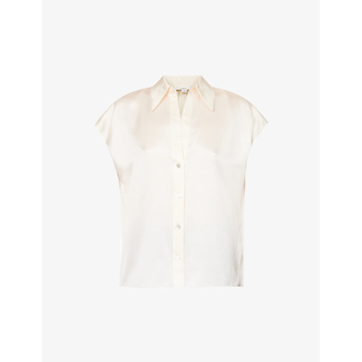 VINCE WOMENS CHIFFON RUCHED SEMI-SHEER SILK SHIRT,67084662