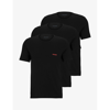 Hugo Mens Black Pack Of Three Logo-print Regular-fit Cotton-jersey T-shirts