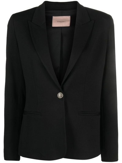 Twinset Logo-buttons Single-breasted Blazer In Black