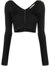 MARNI V-NECK RIBBED-KNIT CROP TOP