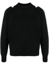 Jil Sander Cut-out Crew-neck Sweatshirt In Black