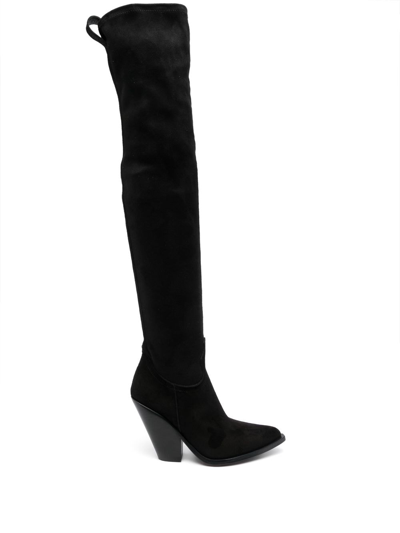 Sonora 90mm Pointed-toe Suede Boots In Black