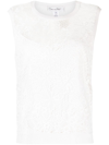 Oscar De La Renta Chantilly-lace Sleeveless Top In White