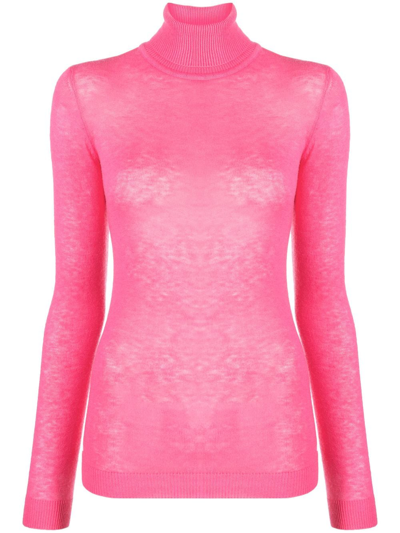 Ermanno Firenze High-neck Knitted Top In Pink