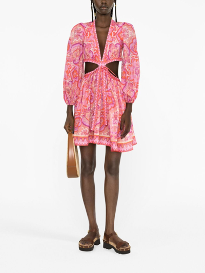 Zimmermann Halcyon Mini Dress In Pink