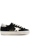 Golden Goose Hi Star Suede Sneakers With Glittered Star And Heel Tab Shoes In Black