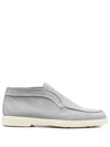 Santoni Tonal-stitching Leather Loafers In Hellblau
