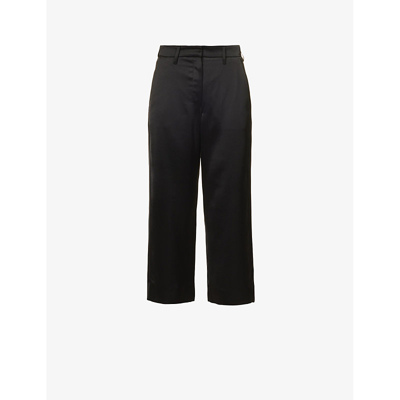 S Max Mara Womens Black Monza Wide-leg Mid-rise Satin Trousers