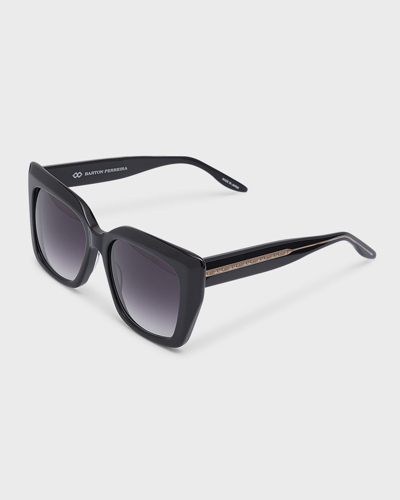 Barton Perreira Devine Square Acetate & Titanium Sunglasses In Devine Black Crys