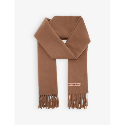Acne Studios Logo Patch Scarf In Brown