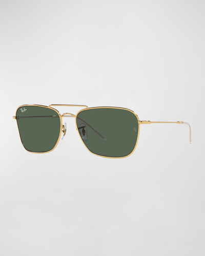 Ray Ban Sunglasses Unisex Caravan Reverse - Gold Frame Green Lenses 58-15