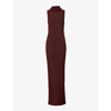 Saint Laurent Bordeaux Long Dress With Hood In Bordeaux