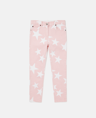 Stella Mccartney Kids' Star Print Straight Leg Jeans In Pink