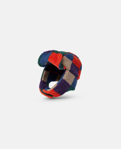 Stella Mccartney Kids' Checkerboard Fleece Trapper Hat In Multicolour