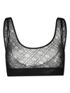 PALM ANGELS LOGO-PRINT SHEER TULLE BRA