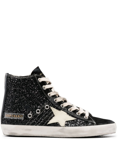 Golden Goose Francy Glitter-detailing Trainers In Black