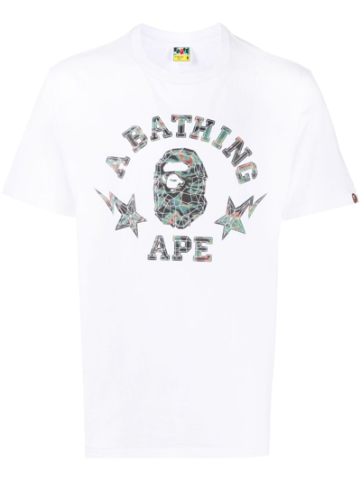 A Bathing Ape Logo-print Cotton T-shirt In White