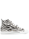 Roberto Cavalli Zebra-print Leather Sneakers In White