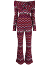 Missoni Zig-zag Off-shoulder Jumpsuit In Purple