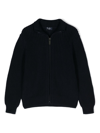 Il Gufo Kids Blue Ribbed Cotton Cardigan With Zip In Blue
