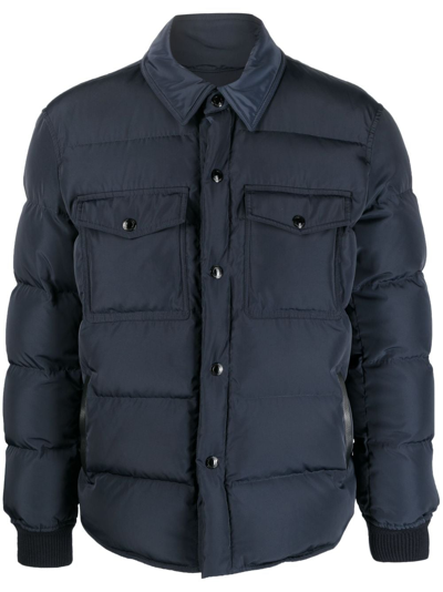 Tom Ford Techno Ottoman Padded Jacket In Blue