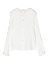 Monnalisa Heart-charm Bib-collar Shirt In White