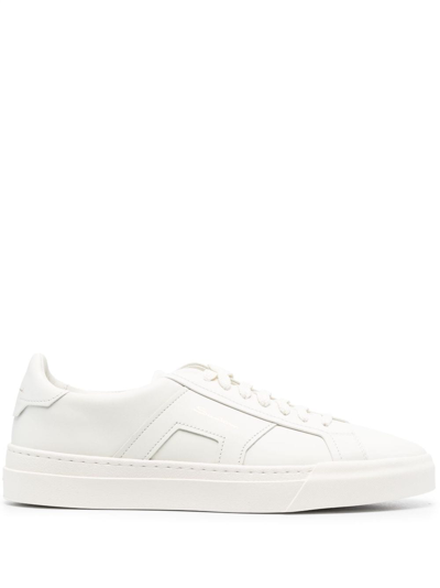 SANTONI LOGO-PRINT PANELLED-DESIGN SNEAKERS