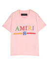 Amiri Kid's Crayon Sketch Logo-print T-shirt In Pink