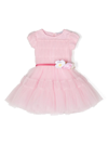 Monnalisa Faux-flower-detail Tulle Dress In Pink