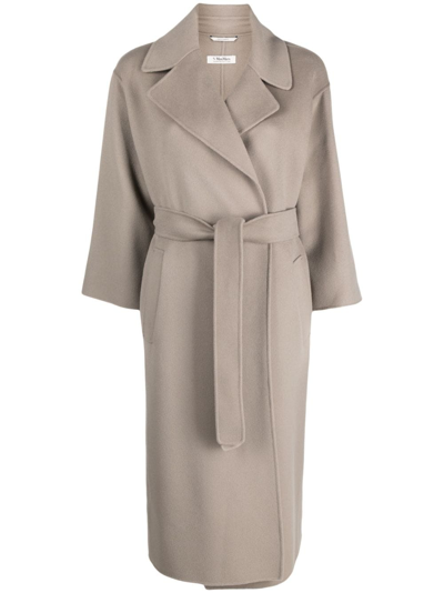 's Max Mara Belted Virgin-wool Coat In Grey