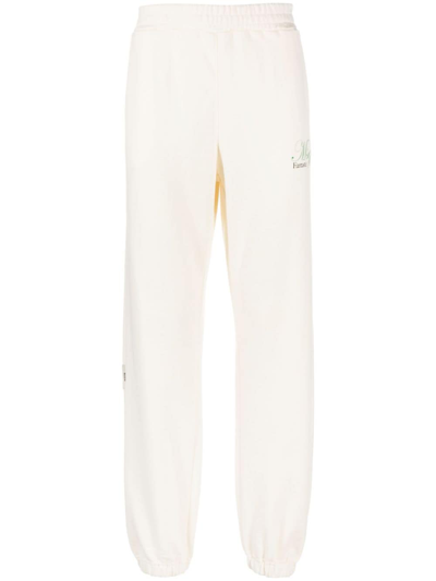 Msgm Forest Green Organic Cotton Track Pants In Neutrals
