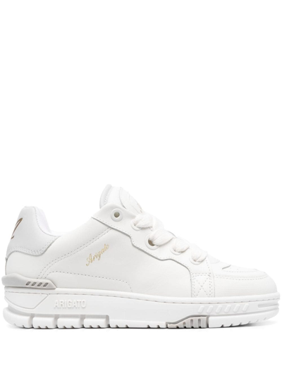 Axel Arigato 'area Haze' Grey And White Low Top Sneakers With Laminated Leather In Leather Blend Woman In White,light Grey