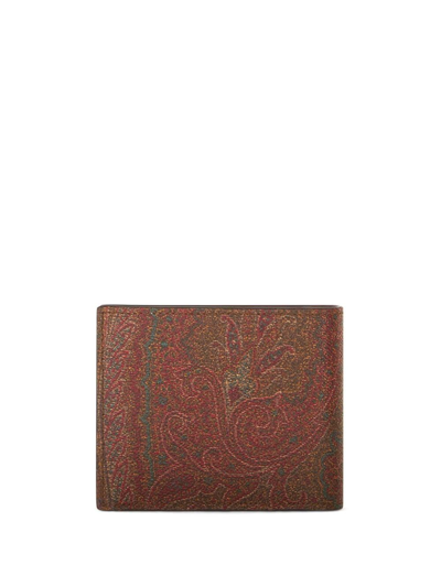 Etro Paisley-print Jacquard Wallet In Brown