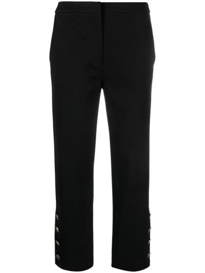 Twinset Logo-buttons Cropped Trousers In Black