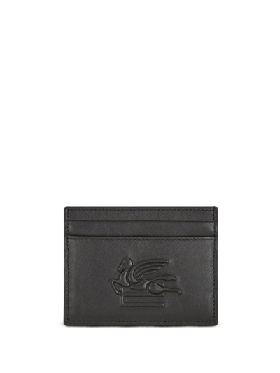 ETRO PEGASO MOTIF-EMBOSSED LEATHER CARDHOLDER