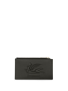 Etro Pegaso Motif-embossed Leather Cardholder In Black