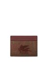 Etro Wallet In Coated Cotton With Embroidered Logo In Brown