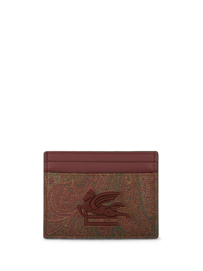 Etro Paisley Card Holder In Brown