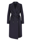 Tagliatore Waist Belted Long Length Jacket In Black