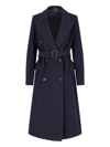 Tagliatore Waist Belted Long Length Jacket In Black