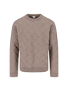 Bottega Veneta 3d Intreccio Crewneck Wool Sweater In Taupe